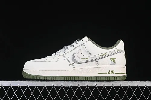 All categories Nk Air Force 1 Air Force series Nk Air Force 1 Low Air Force low top Nike Air Force 1'07 Low Burberry co-branded Mi Army green electric embroidery Air Force 1 low top casual sneakers JP8028-003